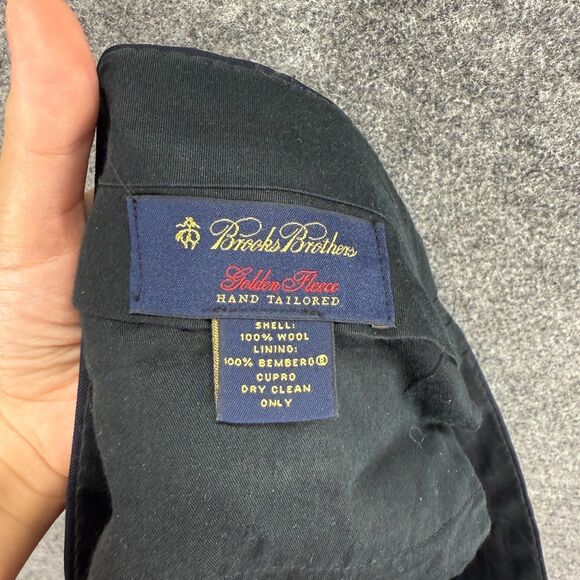 Brooks Brothers Dress Pants Men 34*28 Blue Striped Mid Rise Pleated Cuffed Wool - Picture 6 of 7